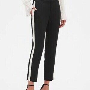 Banana Republic Avery Striped Tuxedo Pants Black White SZ 4